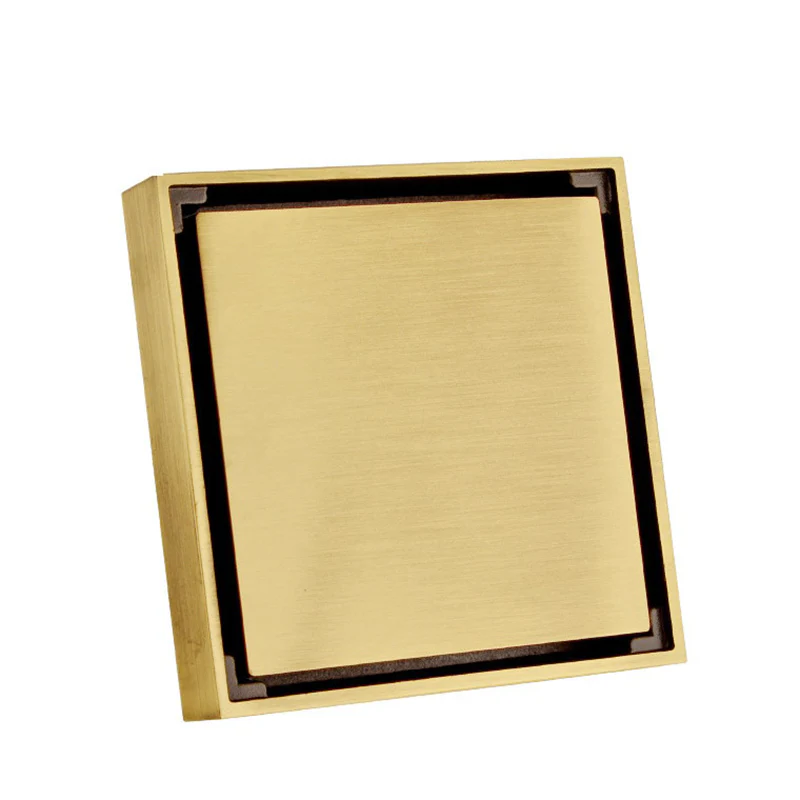100% Solid Brass Square Bathroom Shower Floor Drain Tile Insert Invisible Water Filter Black Gold Chrome Nickel Brushed - Image 4