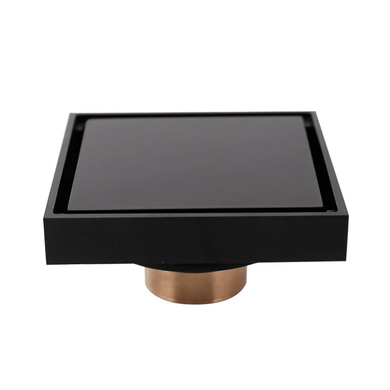 100% Solid Brass Square Bathroom Shower Floor Drain Tile Insert Invisible Water Filter Black Gold Chrome Nickel Brushed - Image 5