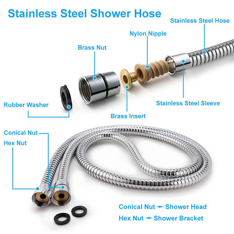 3 Function High Pressure Handheld Shower Head | Chrome Shower Head with Hose and Adjustable Bracket | Massage Spa Plastic Handheld Shower Head - Image 6
