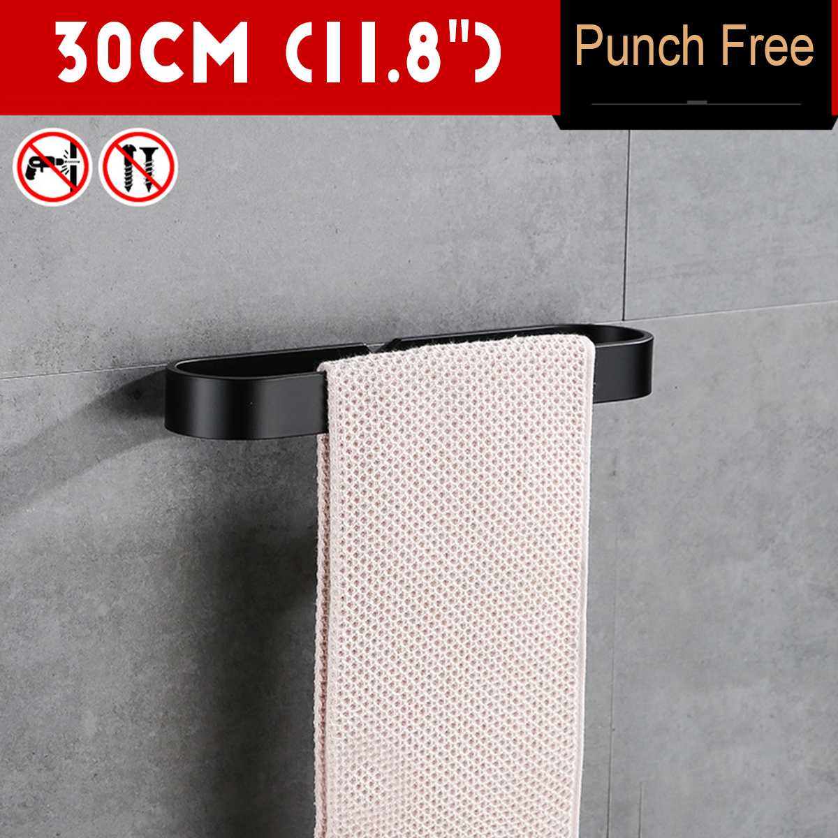 30/50/20CM Black/White Towel Rack Single Rod Bathroom Pendant Towel Bar Towel Hanger Bathroom Storage Accessories - Image 2