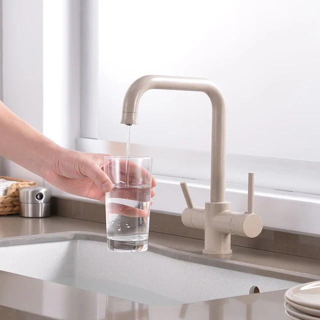 360 Degree Rotation Brass Drinking Filtered Water Kitchen Faucet Brass Single Hole Kitchen Faucet Dual Handle Kitchen Sink Tap - Image 10