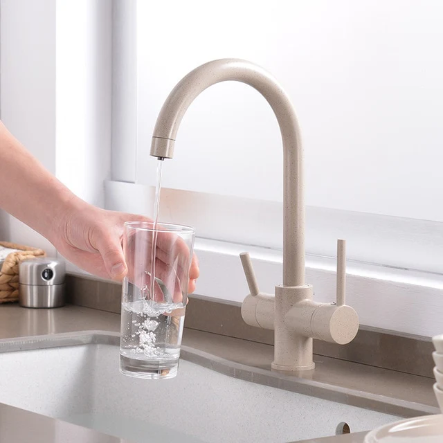 360 Degree Rotation Brass Drinking Filtered Water Kitchen Faucet Brass Single Hole Kitchen Faucet Dual Handle Kitchen Sink Tap - Image 11