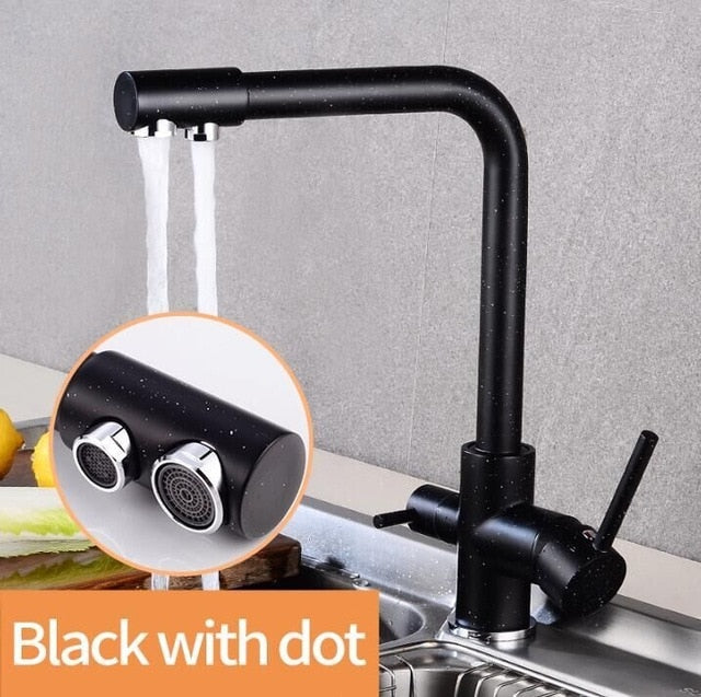360 Degree Rotation Brass Drinking Filtered Water Kitchen Faucet Brass Single Hole Kitchen Faucet Dual Handle Kitchen Sink Tap - Image 12