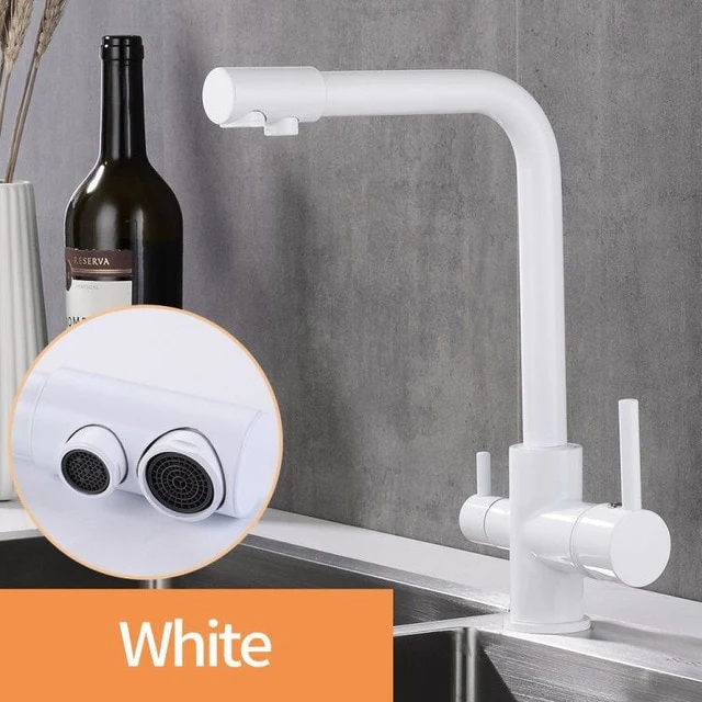 360 Degree Rotation Brass Drinking Filtered Water Kitchen Faucet Brass Single Hole Kitchen Faucet Dual Handle Kitchen Sink Tap - Image 17