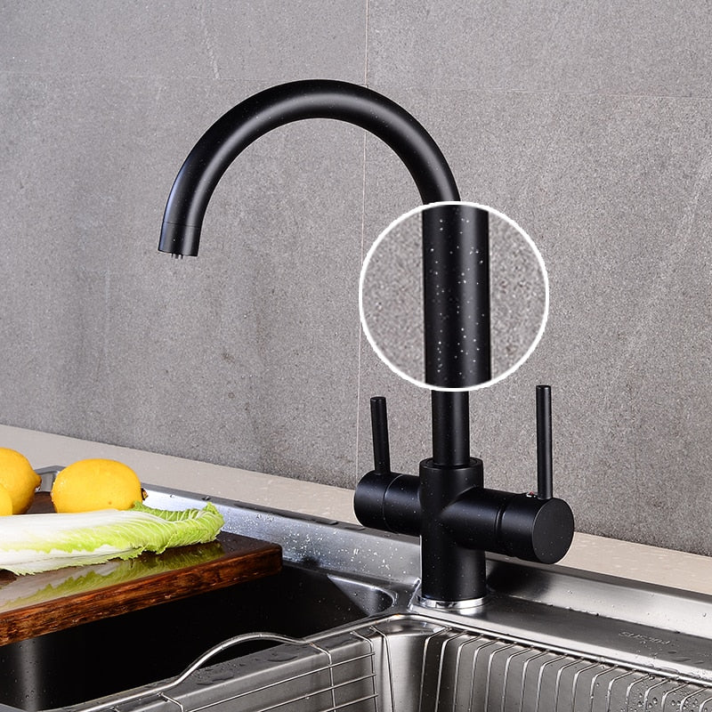 360 Degree Rotation Brass Drinking Filtered Water Kitchen Faucet Brass Single Hole Kitchen Faucet Dual Handle Kitchen Sink Tap - Image 4