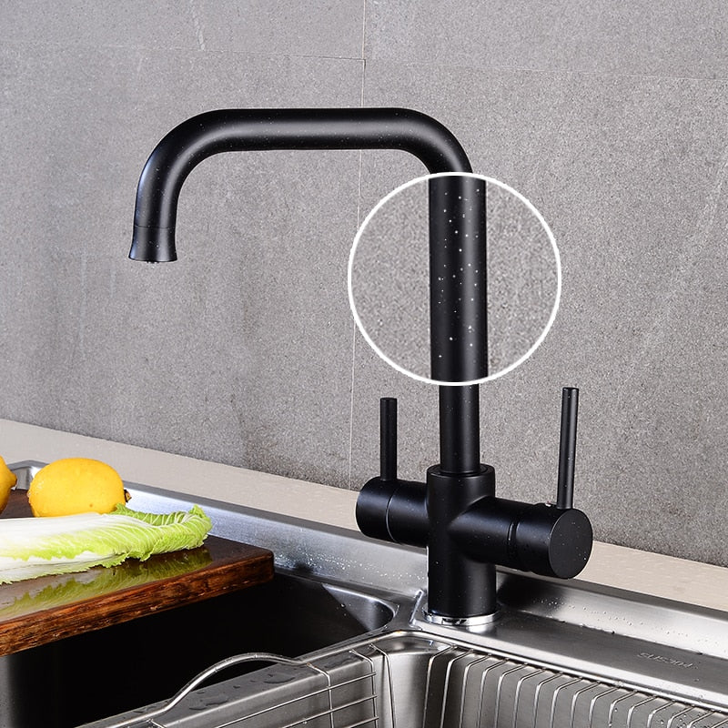 360 Degree Rotation Brass Drinking Filtered Water Kitchen Faucet Brass Single Hole Kitchen Faucet Dual Handle Kitchen Sink Tap - Image 8