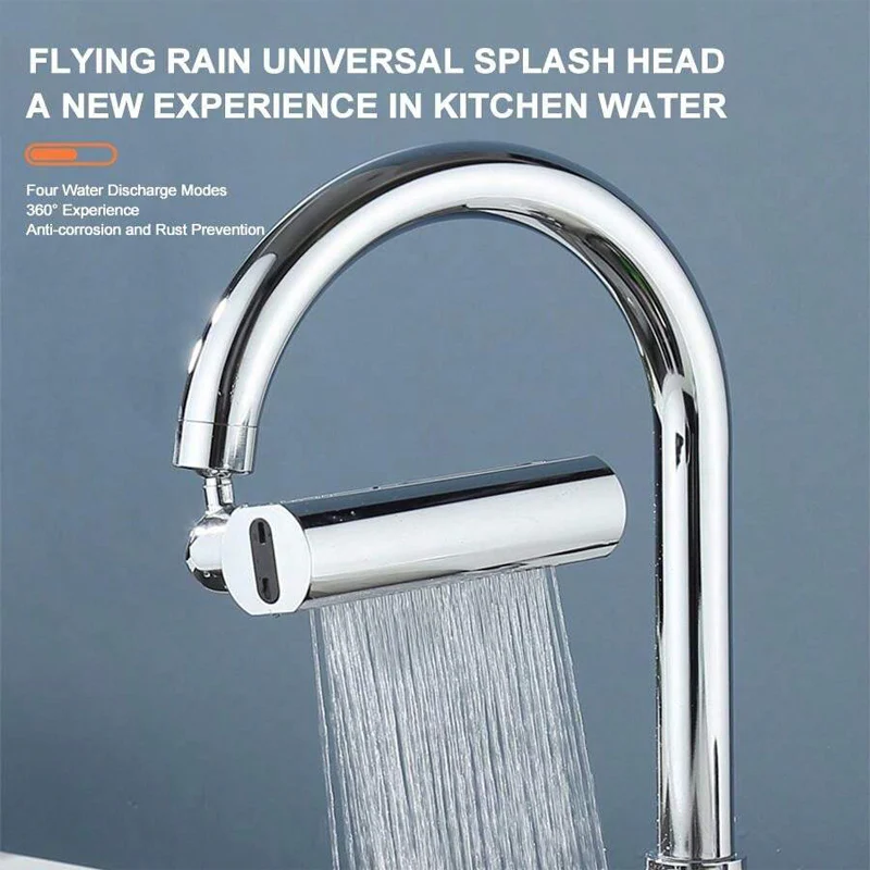4 Modes Waterfall Kitchen Faucets Sprayer Head Anti Splash Adapter 720 Degree Swivel Rotating Fly Rain Faucet Extender - Image 6