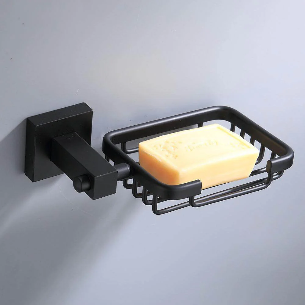 Aluminum Bathroom Accessories Black Towel Rack Towel Ring Hair Dryer Holder Wall Mounted Toilet Paper Holder Soap Basket - Image 3