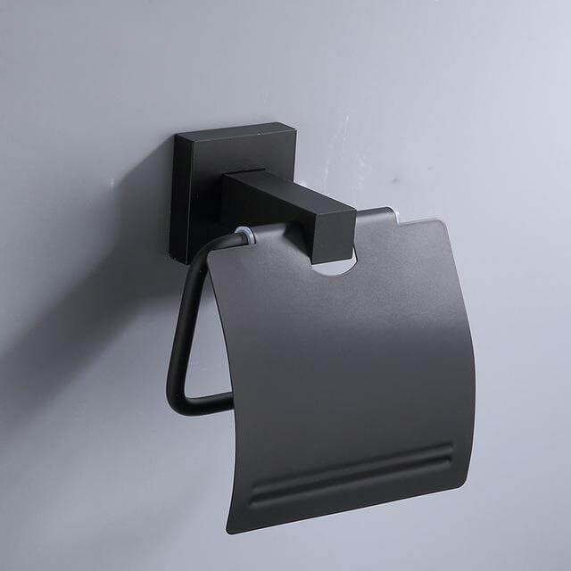 Aluminum Bathroom Accessories Black Towel Rack Towel Ring Hair Dryer Holder Wall Mounted Toilet Paper Holder Soap Basket - Image 6