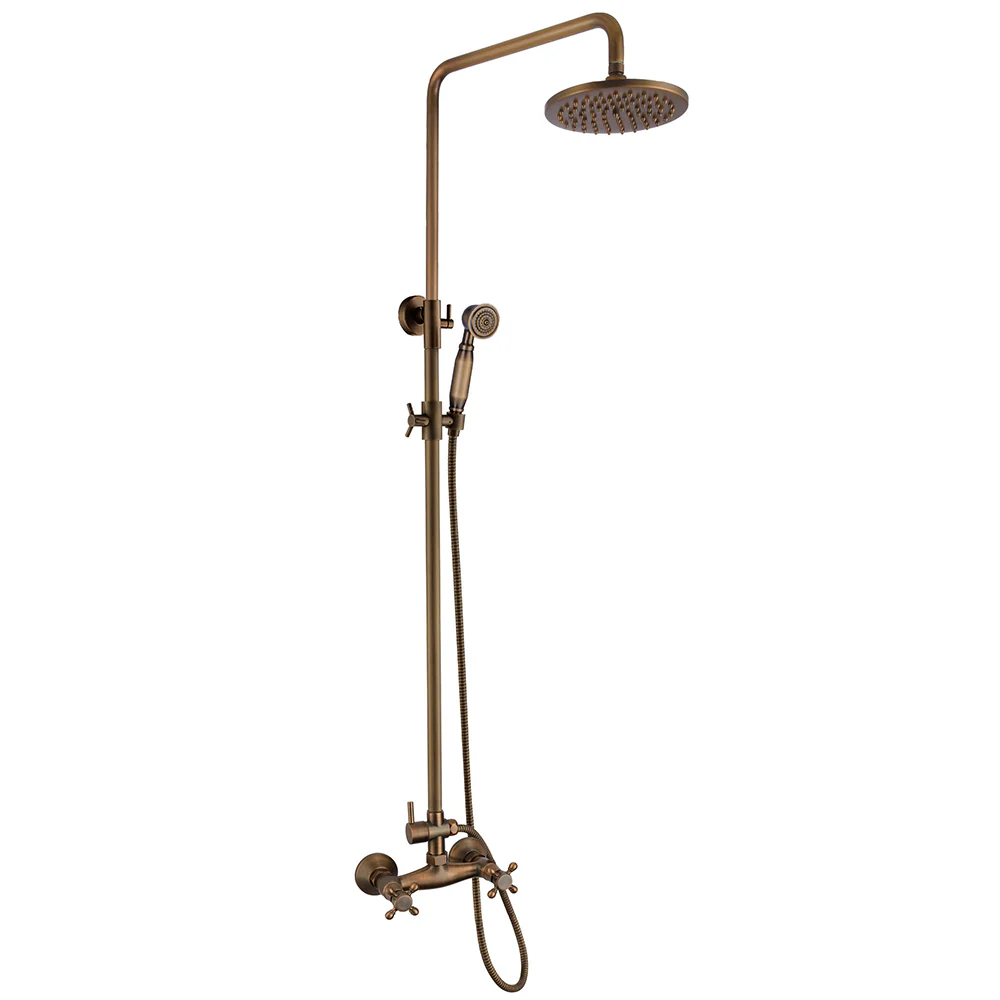 Antique Brass Shower Faucet | Shower System with 8 Rain Shower head | Multi-Function Adjustable Slide Bar shower set - Image 13