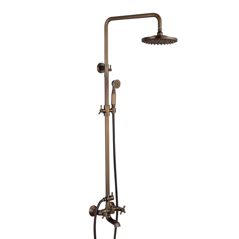 Antique Brass Shower Faucet | Shower System with 8 Rain Shower head | Multi-Function Adjustable Slide Bar shower set - Image 14