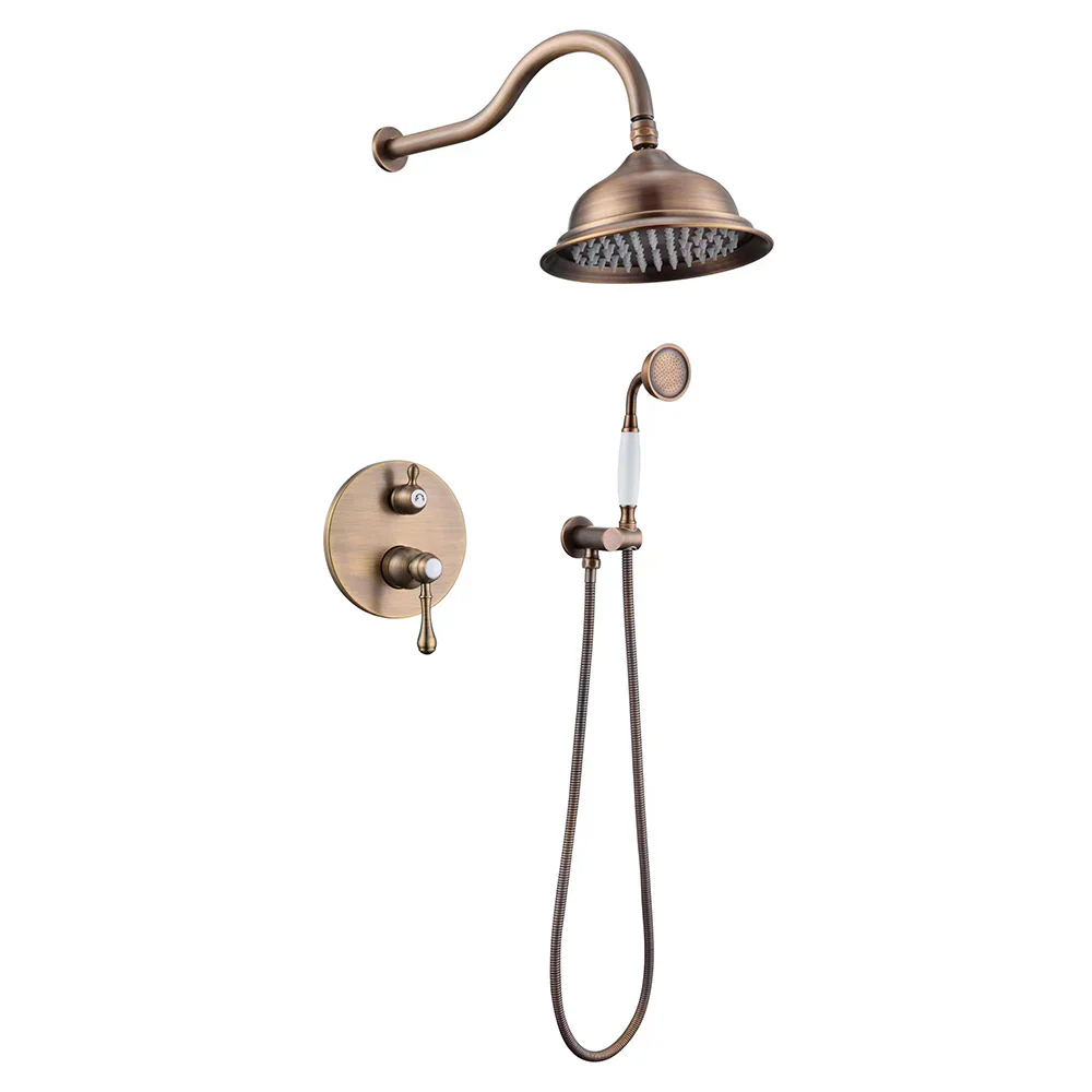 Antique Brass Shower Faucet | Shower System with 8 Rain Shower head | Multi-Function Adjustable Slide Bar shower set - Image 16