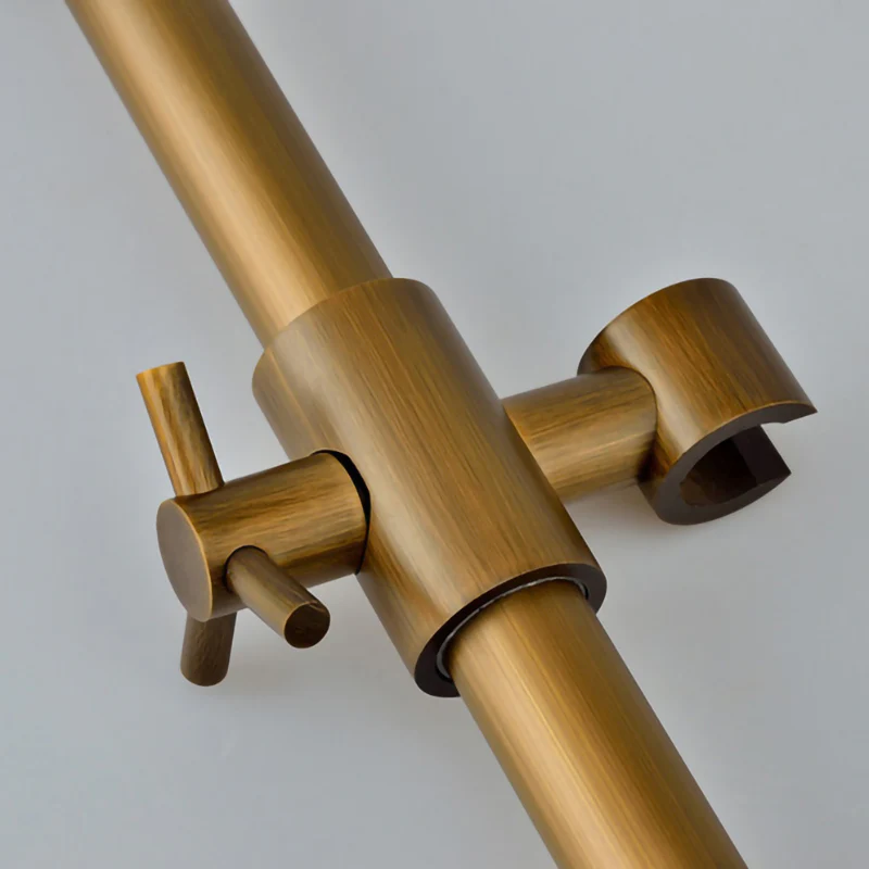 Antique Brass Shower Faucet | Shower System with 8 Rain Shower head | Multi-Function Adjustable Slide Bar shower set - Image 9
