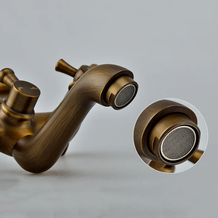 Antique Copper Shower Faucet | Luxury Bathroom Shower Faucet Set 8-inch Round Rainfall Shower Head + Hand Spray + Tub Tap - Image 11