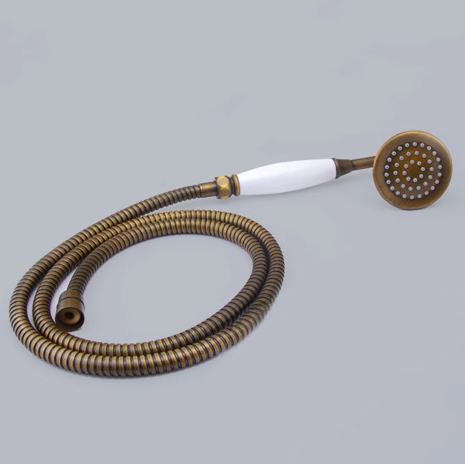 Antique Copper Shower Faucet | Luxury Bathroom Shower Faucet Set 8-inch Round Rainfall Shower Head + Hand Spray + Tub Tap - Image 7