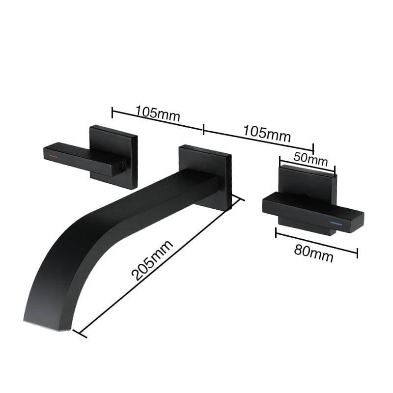 Basin Faucets Brass Sink Faucet Wall Mounted Taps Black Dual Handles Basin Mixer Tap Bathroom Waterfall Faucets - Image 7