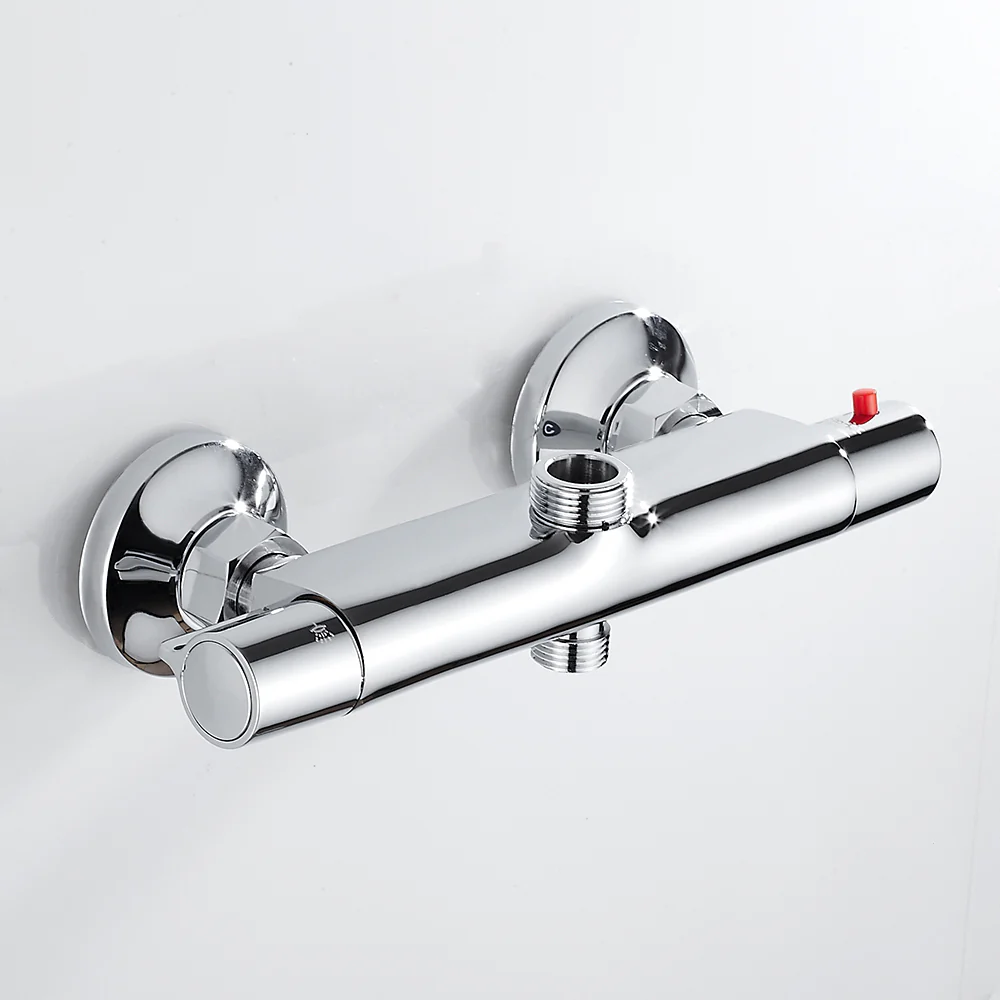 Bath Shower Faucet Thermostatic Faucets Wall Mounted Mixer Valve Tap Temperature Control Rain Shower Bathroom Twin Outlet - Image 5