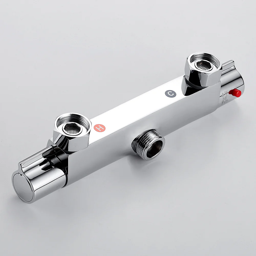 Bath Shower Faucet Thermostatic Faucets Wall Mounted Mixer Valve Tap Temperature Control Rain Shower Bathroom Twin Outlet - Image 6