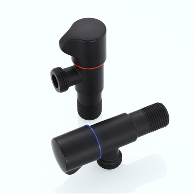 Bathroom Angle Filling Valve | Faucets Black Stainless Steel Kitchen Cold Hot Mixer Tap Accessories Standard G1/2 Threaded - Image 4