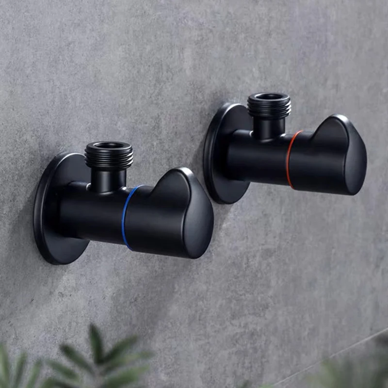 Bathroom Angle Filling Valve | Faucets Black Stainless Steel Kitchen Cold Hot Mixer Tap Accessories Standard G1/2 Threaded - Image 5