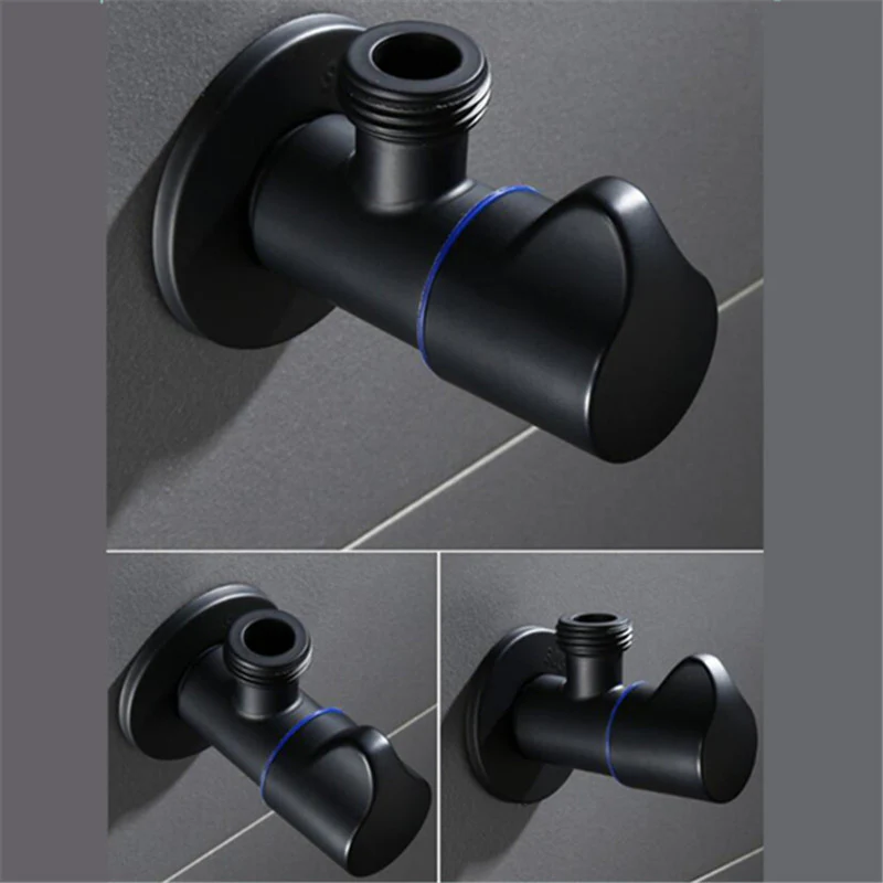 Bathroom Angle Filling Valve | Faucets Black Stainless Steel Kitchen Cold Hot Mixer Tap Accessories Standard G1/2 Threaded - Image 6