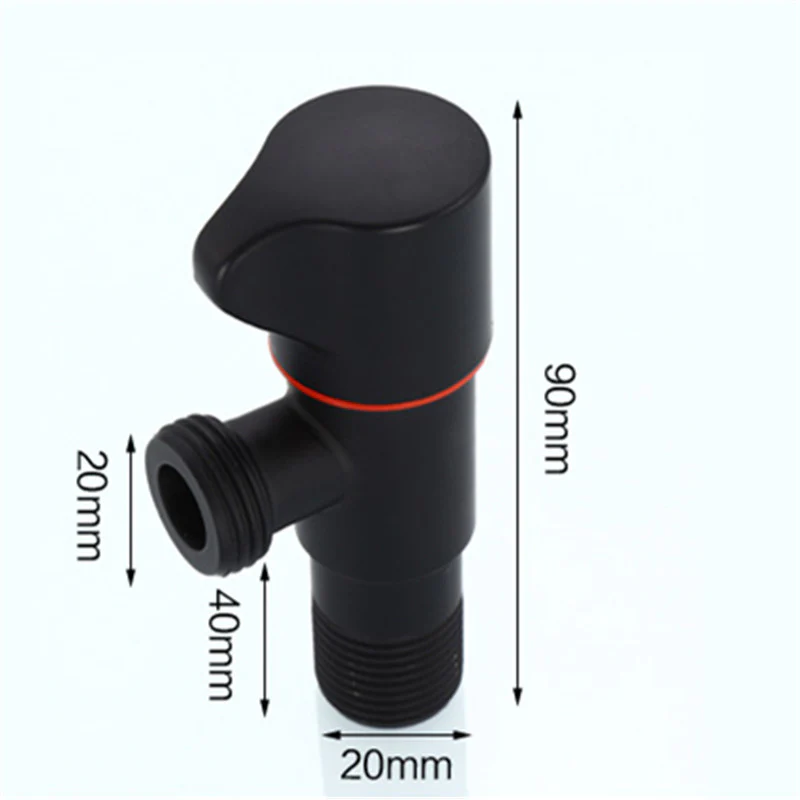 Bathroom Angle Filling Valve | Faucets Black Stainless Steel Kitchen Cold Hot Mixer Tap Accessories Standard G1/2 Threaded - Image 8