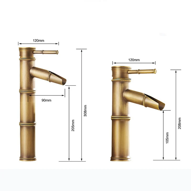 Bathroom Basin Faucet Antique Brass Bamboo Shape Faucet Bronze Finish Sink Faucet Single Handle Hot and Cold Water Mixer Tap - Image 11