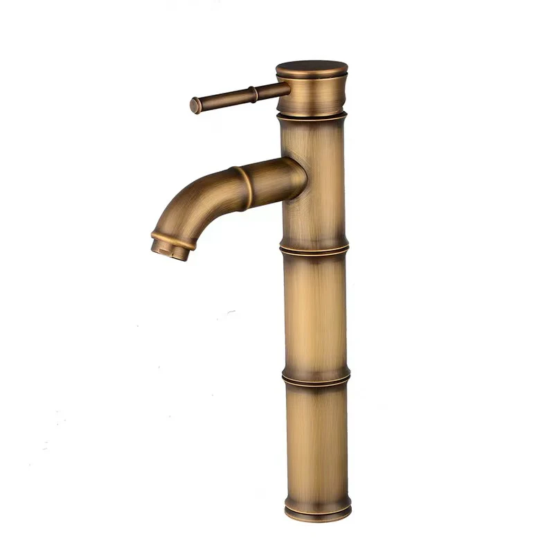 Bathroom Basin Faucet Antique Brass Bamboo Shape Faucet Bronze Finish Sink Faucet Single Handle Hot and Cold Water Mixer Tap - Image 14