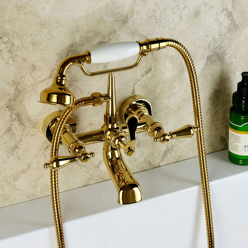 Bathroom Clawfoot Shower Bathtub Combo Faucet | 4.7''-6.12 Centers Two Handle Wall-Mounted Polished Chrome Bathtub Faucet - Image 4