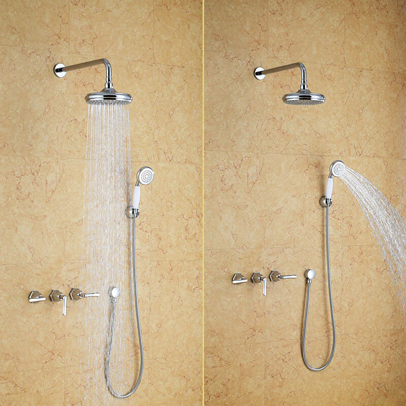 Bathroom Concealed Luxury Rain Mixer Shower Combo Set | Wall Mounted Rainfall Shower Head System Polished Chrome - Image 3