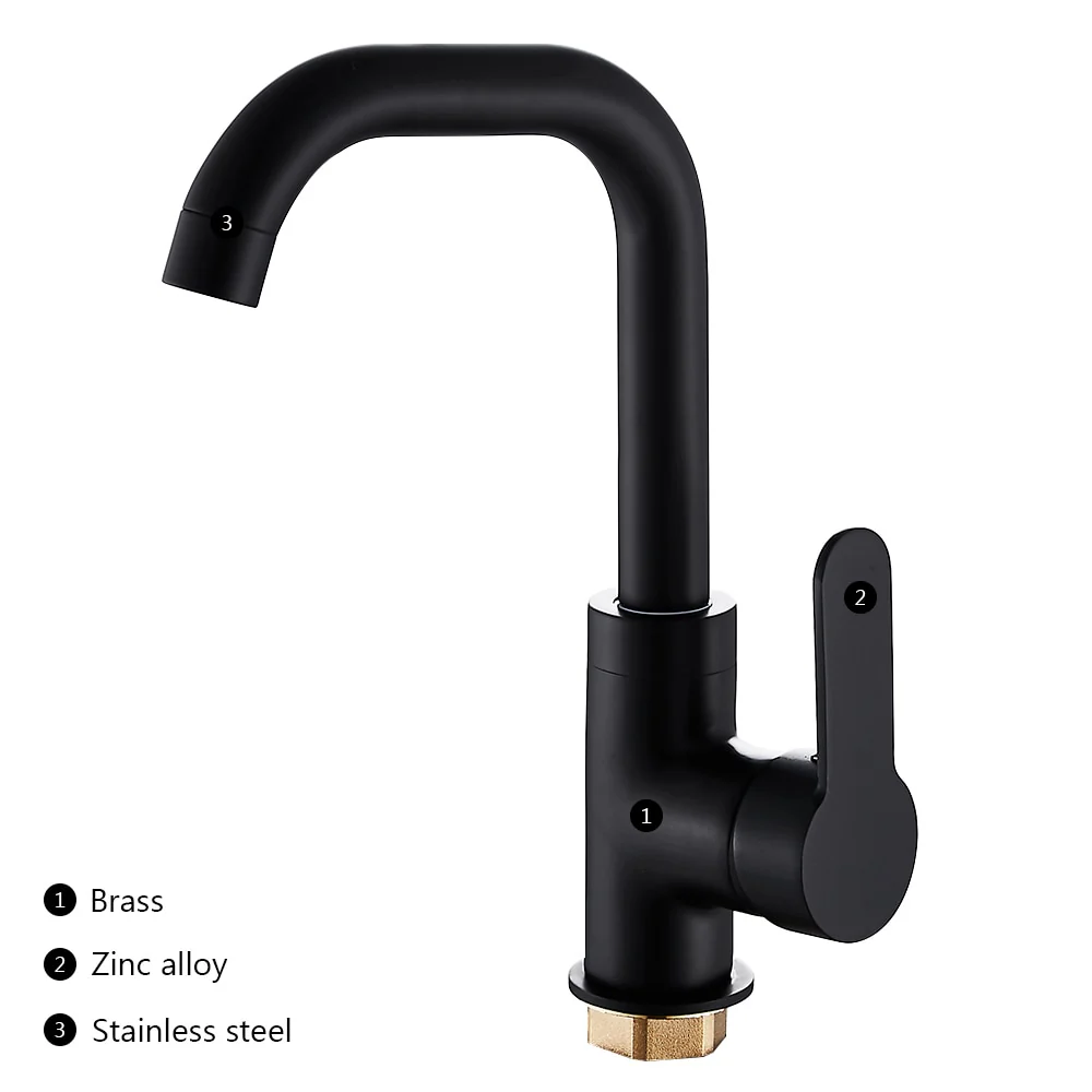 Bathroom Faucet Basin Mixer Black Sink Mixer Taps Kitchen Single Lever Faucet Sink Tap Water Kitchen Faucet Bathroom Accessories - Image 3