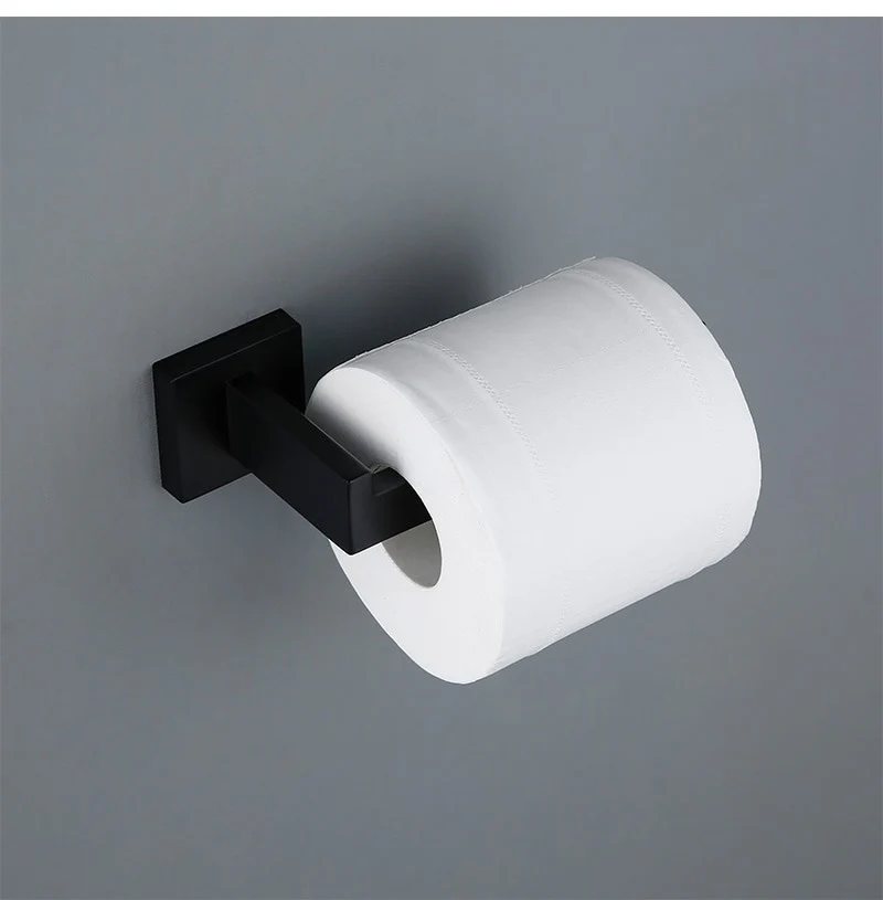 Bathroom Hardware Set Black Robe Hook Towel Rail Bar Rack Bar Shelf Tissue Paper Holder Toothbrush Holder Bathroom Accessories - Image 4