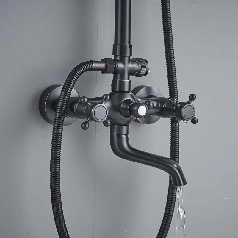 Bathroom Rainfall Shower Mixer Faucet Dual Handle Bath Shower Set Black Brass 8" Showerhead Shower Faucet System - Image 10