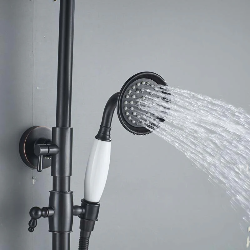Bathroom Rainfall Shower Mixer Faucet Dual Handle Bath Shower Set Black Brass 8" Showerhead Shower Faucet System - Image 11