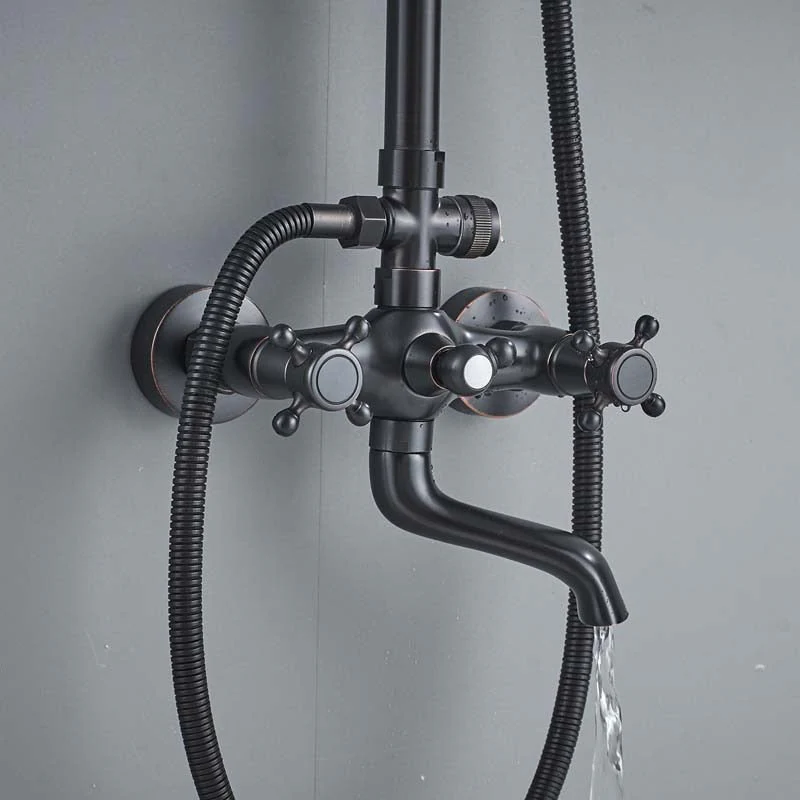 Bathroom Rainfall Shower Mixer Faucet Dual Handle Bath Shower Set Black Brass 8" Showerhead Shower Faucet System - Image 18