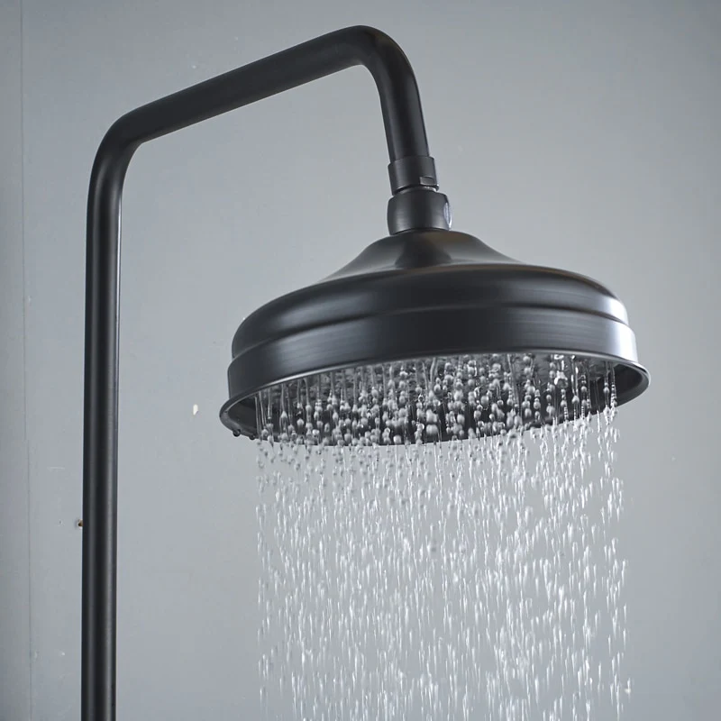 Bathroom Rainfall Shower Mixer Faucet Dual Handle Bath Shower Set Black Brass 8" Showerhead Shower Faucet System - Image 4