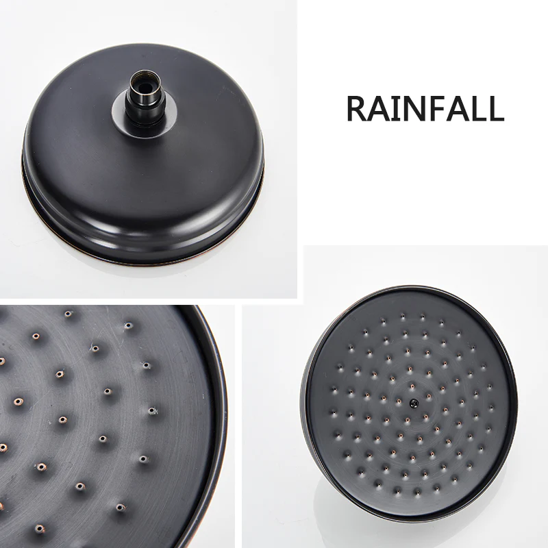 Bathroom Rainfall Shower Mixer Faucet Dual Handle Bath Shower Set Black Brass 8" Showerhead Shower Faucet System - Image 5