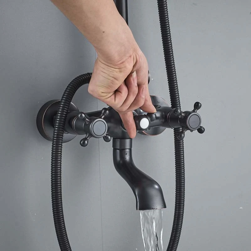 Bathroom Rainfall Shower Mixer Faucet Dual Handle Bath Shower Set Black Brass 8" Showerhead Shower Faucet System - Image 6