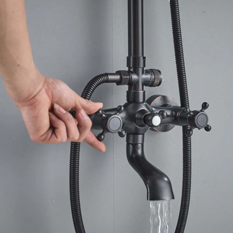 Bathroom Rainfall Shower Mixer Faucet Dual Handle Bath Shower Set Black Brass 8" Showerhead Shower Faucet System - Image 7