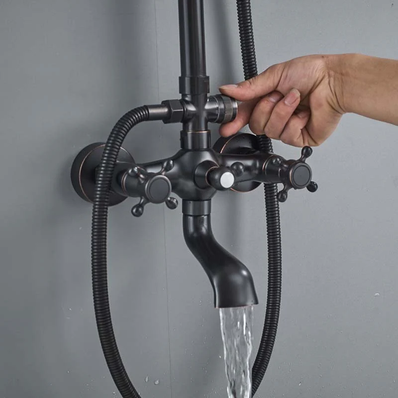 Bathroom Rainfall Shower Mixer Faucet Dual Handle Bath Shower Set Black Brass 8" Showerhead Shower Faucet System - Image 8