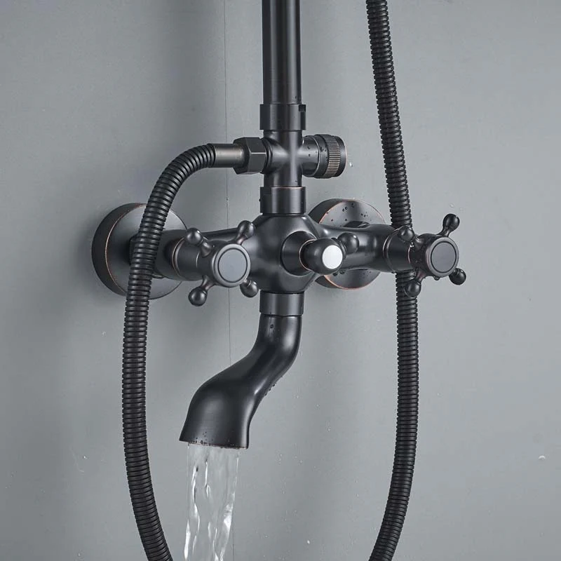 Bathroom Rainfall Shower Mixer Faucet Dual Handle Bath Shower Set Black Brass 8" Showerhead Shower Faucet System - Image 9