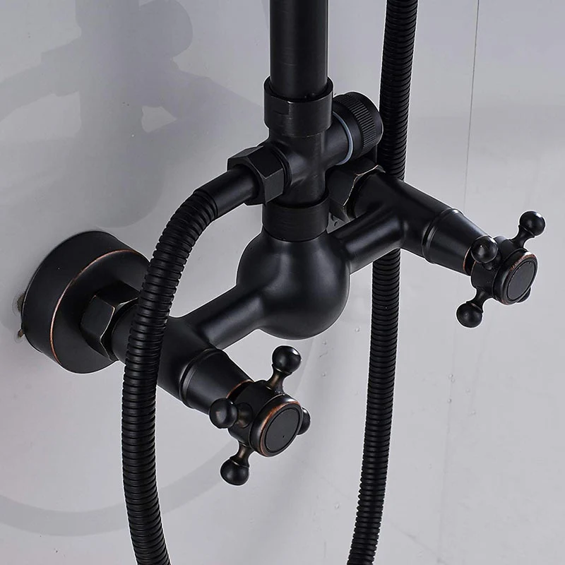 Bathroom Rainfall Shower Mixer Faucet Dual Handle Brass Black Shower Set Faucet Wall Mount Rainfall Shower Mixer Tap - Image 10