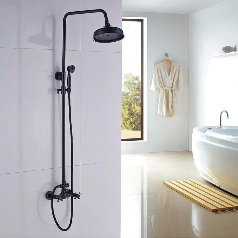 Bathroom Rainfall Shower Mixer Faucet Dual Handle Brass Black Shower Set Faucet Wall Mount Rainfall Shower Mixer Tap - Image 11