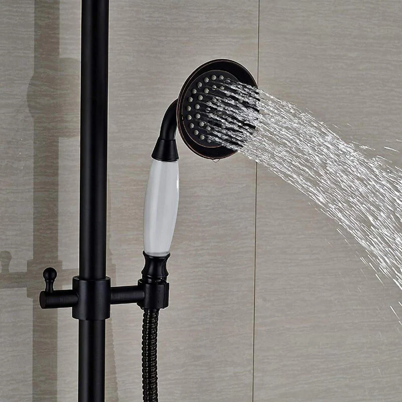 Bathroom Rainfall Shower Mixer Faucet Dual Handle Brass Black Shower Set Faucet Wall Mount Rainfall Shower Mixer Tap - Image 13