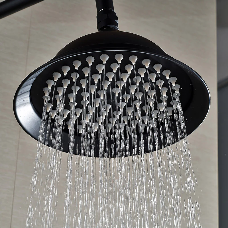 Bathroom Rainfall Shower Mixer Faucet Dual Handle Brass Black Shower Set Faucet Wall Mount Rainfall Shower Mixer Tap - Image 4