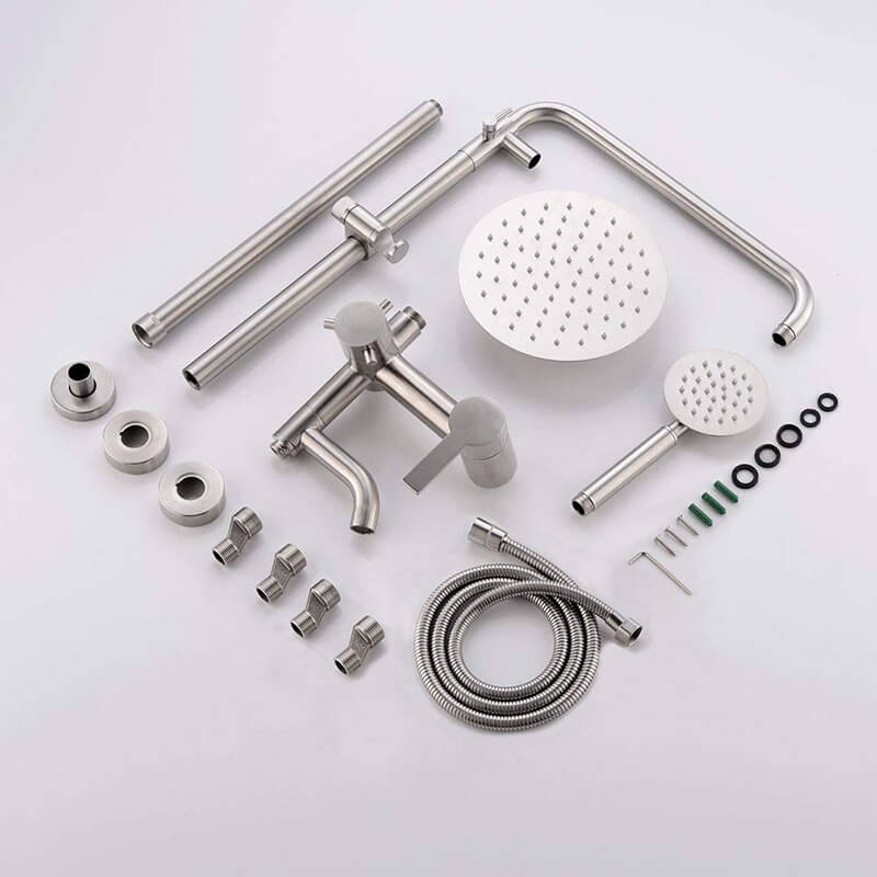 Bathroom Shower Column Set | SUS 304 Stainless Steel Bathroom Shower System | Wall Mounted Adjustable Triple Function Shower Faucet Brushed Nickel - Image 8