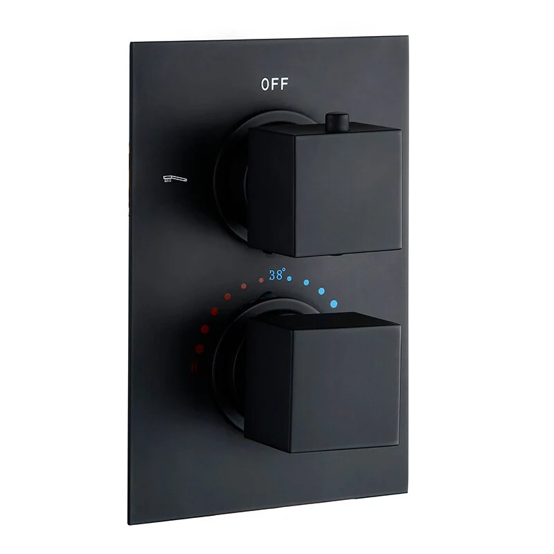 Bathroom Shower Set Matte Black Rain Shower Faucet Wall or Ceiling Mounted Thermostatic Valve System 8-12"Shower Head - Image 3
