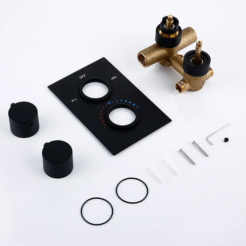 Bathroom Shower Set Matte Black Rain Shower Faucet Wall or Ceiling Mounted Thermostatic Valve System 8-12"Shower Head - Image 7