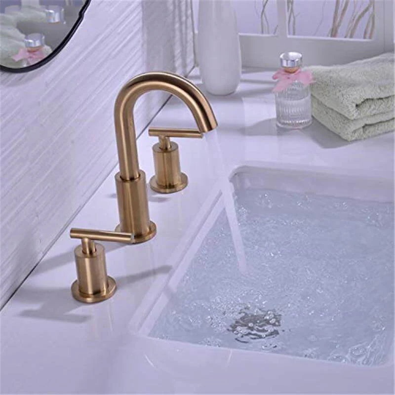 Bathroom Sink Faucet Solid Brass Double Handle Sink Mounted Hot & Cold Mix Basin Faucet European Style Basin Accessories - Image 3