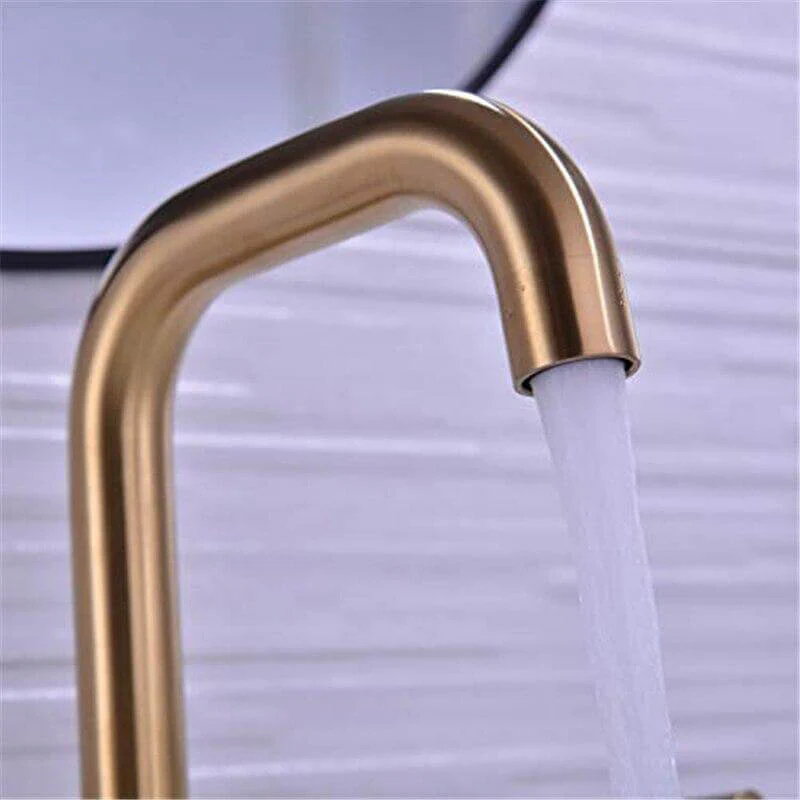 Bathroom Sink Faucet Solid Brass Double Handle Sink Mounted Hot & Cold Mix Basin Faucet European Style Basin Accessories - Image 4